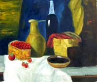 Bottle and Cherries
